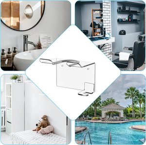 Estantes de montaje en pared para secador de pelo, soporte de acrílico para secador de pelo, estante de almacenamiento multifuncional para baño, organizador con - Product Image 2