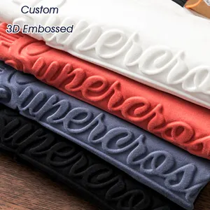 High Quality Cotton Emboss Tee Shirt Oversized Plain O Neck Men's T-shirts Custom 3d Embossed Puff Printing Logo Tshirt For Men