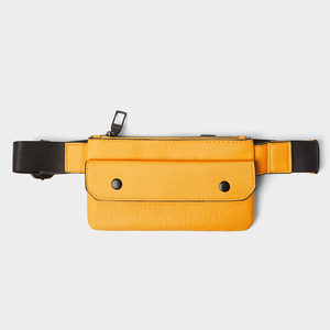 <span class=keywords><strong>Riñonera</strong></span> ajustada de piel sintética vegana con logotipo personalizado para hombre, bolso de cintura con cremallera, color amarillo - Product Image 2