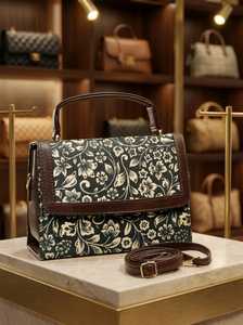 Sac à main de luxe ethnique pour femme, élégant, marron, doublure polyester, sac bandoulière moyen, super promotion - Product Image 3