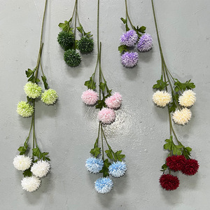 Bouquet de fleurs artificielles en soie Bubble Ball multicolores 12 pièces Décoration de mariage et de maison - Product Image 2