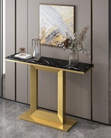 Table console d'entrée en bois d'angle de salon en acier inoxydable avec miroir Design d'art en métal de luxe pour hall d'hôtel