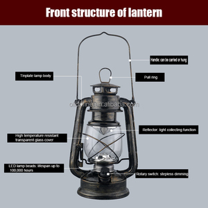 Lanterne de camping rétro portable, lampe de tente d'urgence LED, lampe à piles sèches à intensité variable, ornements en fer, lumière de camping - Product Image 3