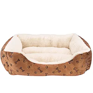 Rectangle new style pet classic bed with dog paw printing