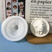 Moule en silicone pour décorations murales en béton apparent, tête de lion, cadre photo, moule suspendu, plâtre, tête de lion ronde