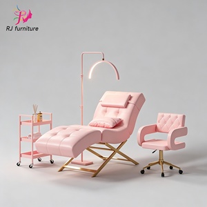 Modern Luxury pink Gold Beauty Salon Furniture Facial Spa Bed Adjustable Reclining Eyebrow Lash Bed for Sale - Product Image 4