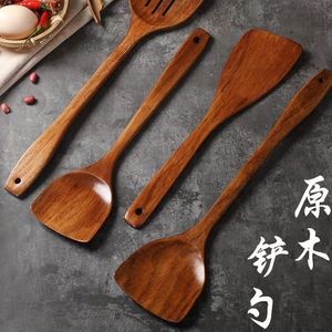 Jujube Wood Spatula Set Long Handle Nonstick Cooking Frying Utensils - Product Image 2
