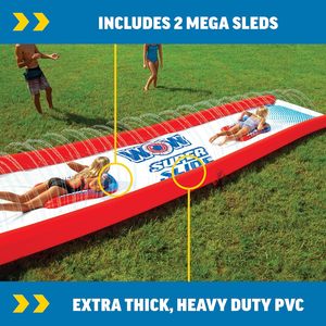 Toboggan aquatique de 25 pieds avec arroseur et 2 méga-sleddes pour les courses de enfants dans la cour - Product Image 6