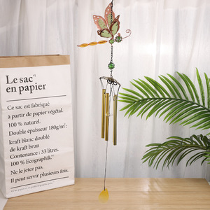 <span class=keywords><strong>Carillon</strong></span> éolien créatif en métal coloré en forme de libellule avec accents de gouttes de cristal, support mural <span class=keywords><strong>tubulaire</strong></span> doré antirouille pour jardin - Product Image 1
