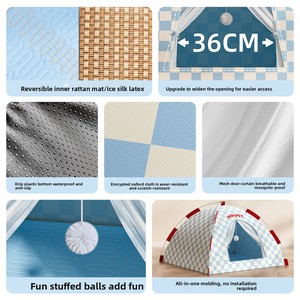 Tente dôme respirante et fraîche <span class=keywords><strong>pour</strong></span> printemps/été, niche pliable <span class=keywords><strong>pour</strong></span> chiens et chats, taille moyenne/petite à grande - Product Image 4