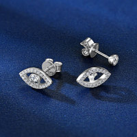 Nuevos y Modernos Pendientes de Plata de Ley 925 con Ojo de la Sabiduría, Pendientes Religiosos con Moissanita de 3mm para Hombres y Mujeres, Regalo para Fiestas