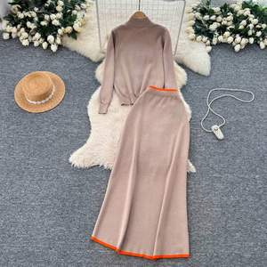 Top de Invierno para Mujer, Casual, Transpirable, Antiarrugas, con Cuello Alto, Cintura Alta, Bloques de Color, Tejido de Poliéster/Algodón - Product Image 4