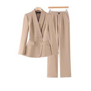 Women's Gray Long Sleeve <b>Blazer</b> And Pants <b>Set</b> Office Lady Style Anti Wrinkle For Commute - Product Image 5