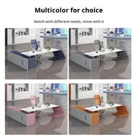 Bureau de direction moderne de luxe, table de PDG blanc brillant avec rangement, bureau de patron pour mobilier de bureau