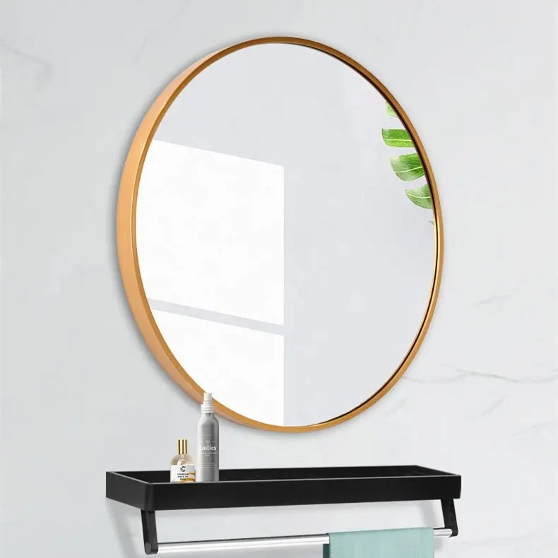 Round Mirror Alloy Mirror für Bathroom Black und Brushed Golden Glass Wall Support 2mm bis 6mm, und 1.1mm Bathroom Mirror CN;SHN