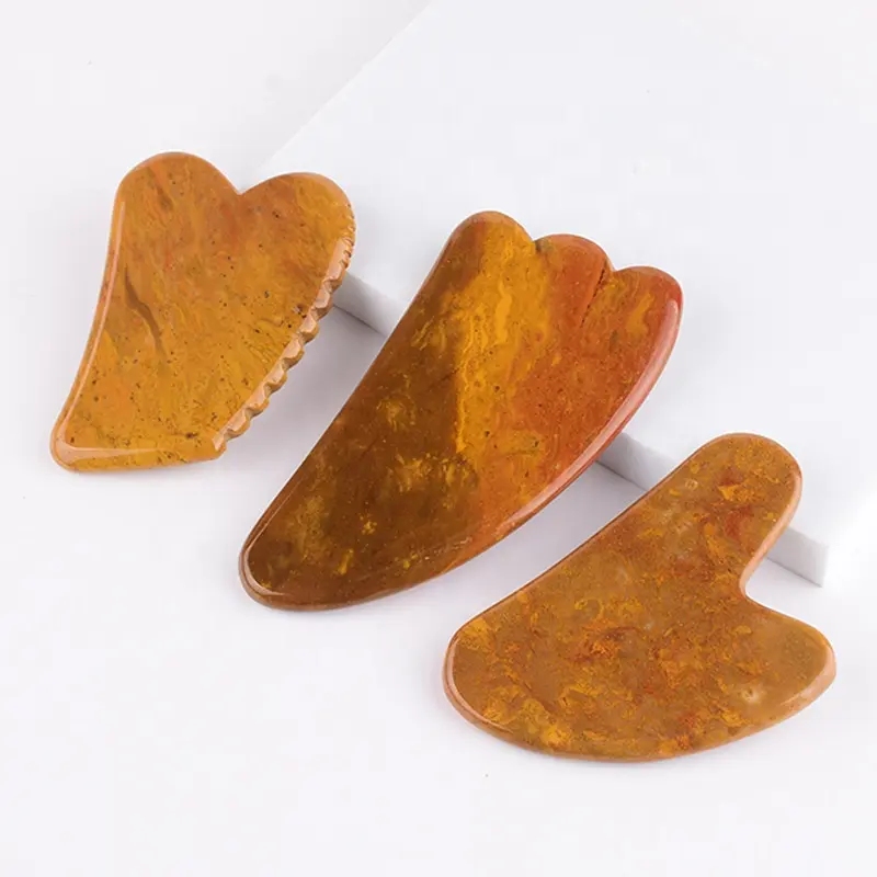 Wholesales Face Massager Natural Mookaite Jasper Gua Sha Tool Sawtooth Facial Head Massage Care Beauty Neck Slimming