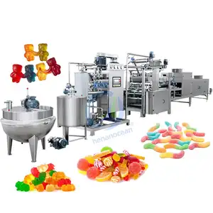 Commercial Automatic Soft Gummy Hard Candy Small Rock Sugar Make Machine with cooling tunnel oven