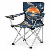 Chaise de camping en gros avec accoudoir unique, porte-gobelet et logo et motif personnalisés pour les excursions tout-terrain