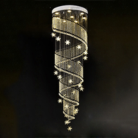 Lustre moderne de luxe en acier inoxydable avec LED et cristaux, hauteur réglable, suspension centrale pour villa et escalier haut