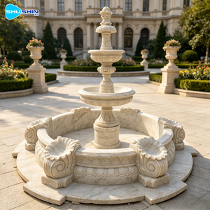 Fuente de <span class=keywords><strong>Escultura</strong></span> de Mármol Tradicional Hecha a Mano y Personalizada con Iluminación para Uso en Exteriores en Jardines y Villas - Product Image 1