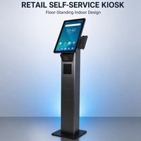 Kiosque de paiement Android 21,5 pouces RK3568 4 Go 32 Go avec SDK, reconnaissance faciale, imprimante 80 mm, sur pied, résolution 1920x1080, LED