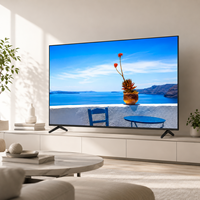 TV Android 55 Inci Smart Television dengan Layar LED Resolusi 4K untuk Penggunaan Hotel, Kabinet Hitam, Film, Game, Streaming Online