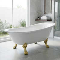 Baignoire autoportante en acrylique de style impératrice rétro européen de 1,7 m x 1,6 m avec pieds en ABS dorés