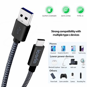 <span class=keywords><strong>USB</strong></span>-C 1m 2M nhanh sạc cáp 3A đồng nguyên chất với giấy chứng nhận CE Tương thích iPhone Android cho máy tính máy ảnh <span class=keywords><strong>IOS</strong></span> thiết bị - Product Image 5