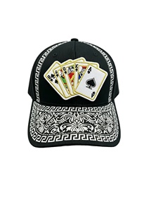 Gorras Personalizadas Wecondo <span class=keywords><strong>de</strong></span> 5 Paneles con Logotipo Bordado Lucky Las Vegas 777 Black Eight Ace, Gorra <span class=keywords><strong>de</strong></span> Béisbol, Gorra Deportiva - Product Image 1