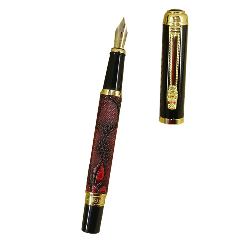 ACMECN kişiselleştirilmiş dolma kalem benzersiz tasarım Deboss PU deri sıvı mürekkep kalem ofis ve iş sevimli kırtasiye mürekkep kalem s