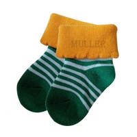 Chaussettes en coton doux pour bébé-Bout sans couture et poignets pliables, chaussettes respirantes pour tout-petits pour garçons et filles
