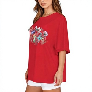 T-shirt pour femme surdimensionné et ample, en coton 100% respirant de haute qualité, 240 GSM, avec impression graphique personnalisée OEM - Product Image 2