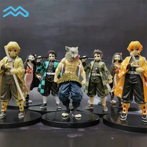 Kustom Ramah Lingkungan PVC Jepang Anime Demon Slayer: Kimetsu No Yaiba Action Figure Model Mainan Tangan Set