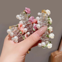 Nouveaux accessoires de mode pour cheveux : élastiques en spirale en plastique, attaches en cordon téléphonique, cordes à cheveux fleuries pour queue de cheval, coiffes