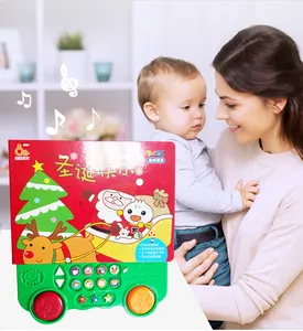 Penjualan Terbaik buku suara lagu Natal tombol tekan bayi buku Audio desain kustom sampul keras buku suara untuk anak-anak belajar