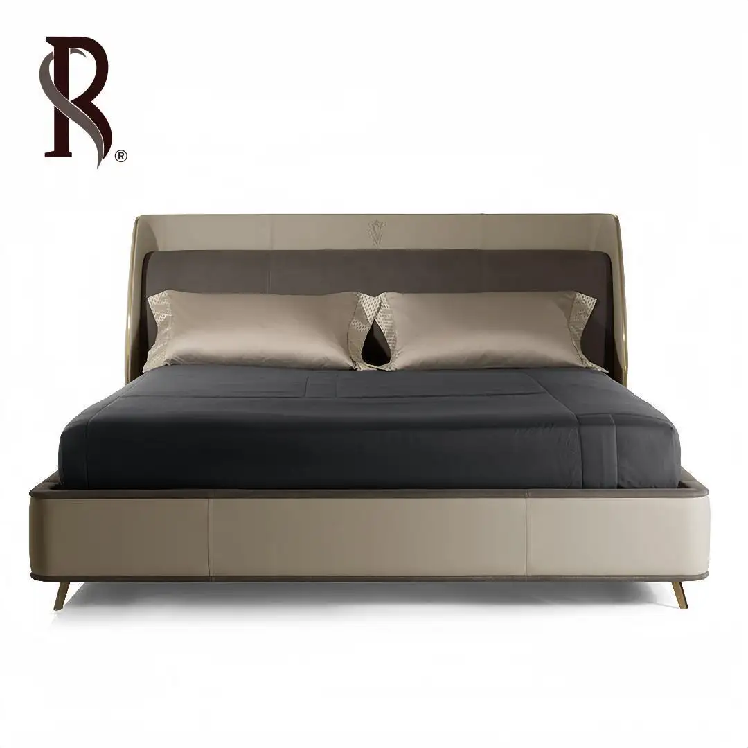 Rising Luxury Royal King Size Bedroom Sets Elegant Queen Size Nordic Style Gold Metal Frame Bedroom Furniture