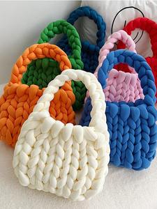 Sac à bandoulière <span class=keywords><strong>en</strong></span> fil tubulaire doux à la mode, tissé à la main, sac à main miniature de luxe de couleur bonbon avec fermeture ouverte, style national - Product Image 2