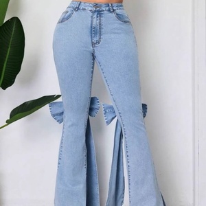 กางเกงยีนส์ทรงขาบานแบบวินเทจสำหรับผู้หญิงไซส์ใหญ่  ทรงเข้ารูป  ตัดเย็บแบบบูทคัท - Product Image 5