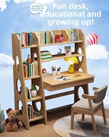 Ensemble bureau et bibliothèque en bois massif au design simple pour les élèves du primaire et du collège, table d'étude compacte pour les petits espaces - pour
