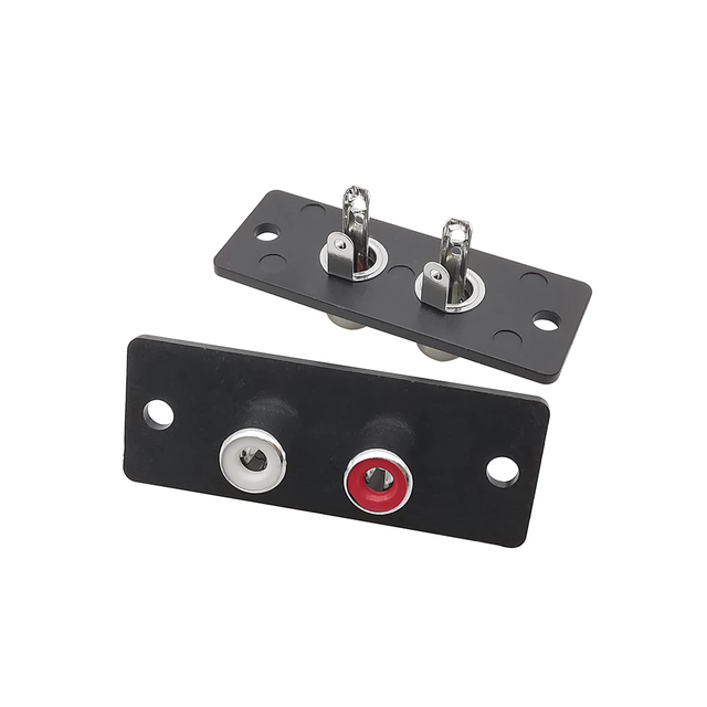 2 Way RCA Female Jack Connector Terminal Wall Panel Plate Input Phono Chassis Socket Audio AV Adapter