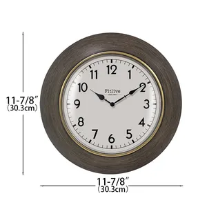 Новый дизайн индивидуальные настенные часы из пластикового материала в деревянном стиле 12 дюймов круглые декоративные часы для дома или офиса оптом