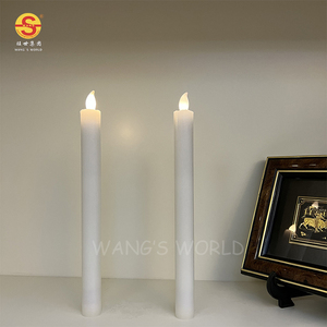 <strong>White</strong> Wax LED Flickering Tapered <strong>Candles</strong> D2.1*H25cm 2*AAA Battery Operated <strong>Taper</strong> <strong>Candles</strong> - Product Image 3