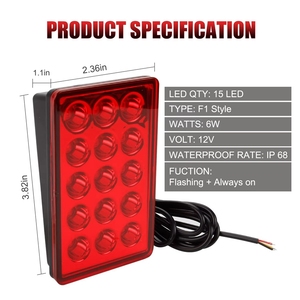 Feux de freinage LED style <span class=keywords><strong>F1</strong></span>, 12V, 15 LED, feux arrière, clignotants automatiques, feux de recul, feux de signalisation de sécurité pour voiture, SUV, moto - Product Image 3