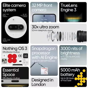 Originale <span class=keywords><strong>niente</strong></span> telefono (3a) Smartphone 5G 50W Super carica 5000mAh batteria telefono cellulare Android 15 per <span class=keywords><strong>niente</strong></span> Ai Life - Product Image 5