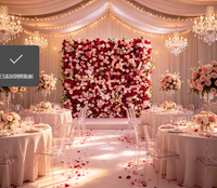 Mur de fleurs en tissu personnalisé rouge et rose, toile de fond florale artificielle pour décorations de fête d'anniversaire et de mariage
