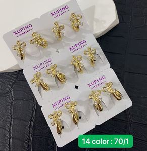 XUPING Jewelry Wholesale Copper Alloy 14K Gold Color Plated Synthetic Cubic Zirconia Stone Fashion <strong>Small</strong> Huggie <strong>Women</strong> <strong>Earrings</strong> - Product Image 1
