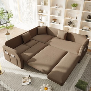 Divano <span class=keywords><strong>letto</strong></span> componibile a L imbottito da 85,1 pollici con funzione estraibile e porte USB - Product Image 3