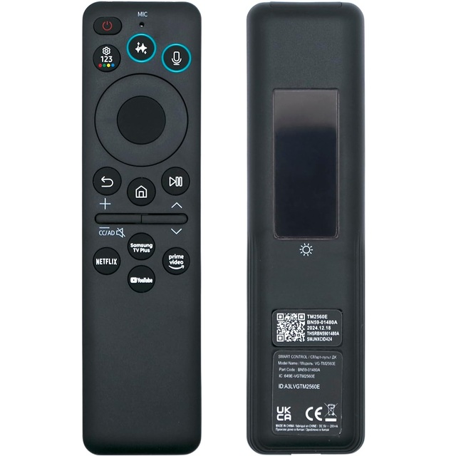 BN59-01480A Solar Smart AI Voice Remote Use for Samsung 2023-2025 Neo QLED 8K Smart TVs, HDR Ultra HD