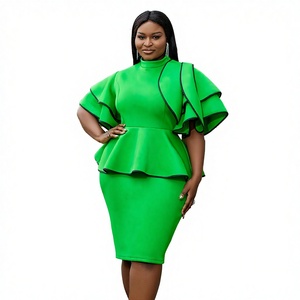 เดรสลำลองสำหรับผู้หญิง ผ้าชีฟองคอตตอน แต่งระบายเป็นชั้นๆ ทรงโอเวอร์ไซส์ คอทรงโอ ชายกระโปรงระบาย  ความยาวระดับเข่า เหมาะสำหรับงานปาร์ตี้ ฤดูใบไม้ผลิและฤดูใบไม้ร่วง - Product Image 3