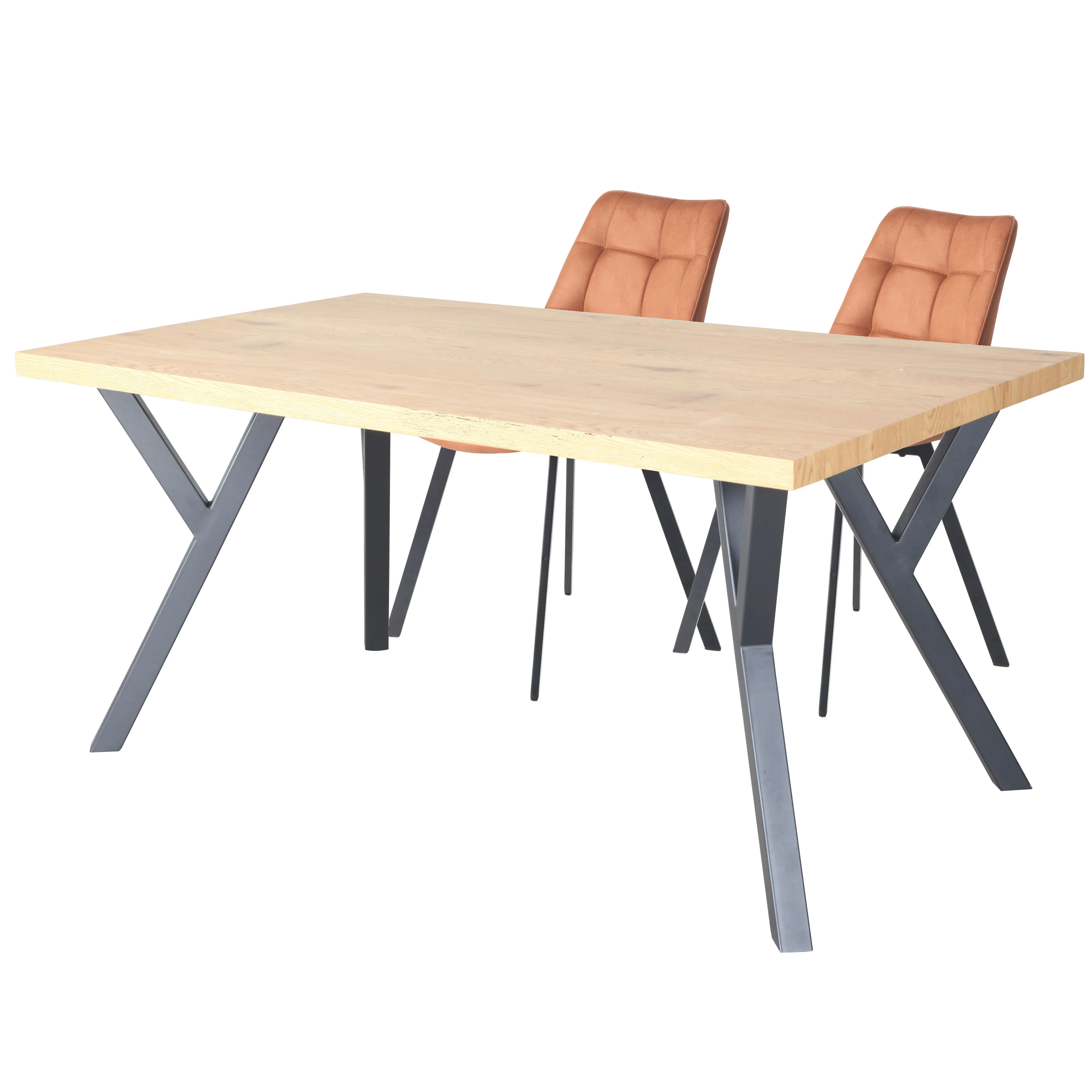 2020 de alta calidad Simple y moderno acabado de madera Marco de metal en polvo abrigo mesa de comedor MDF